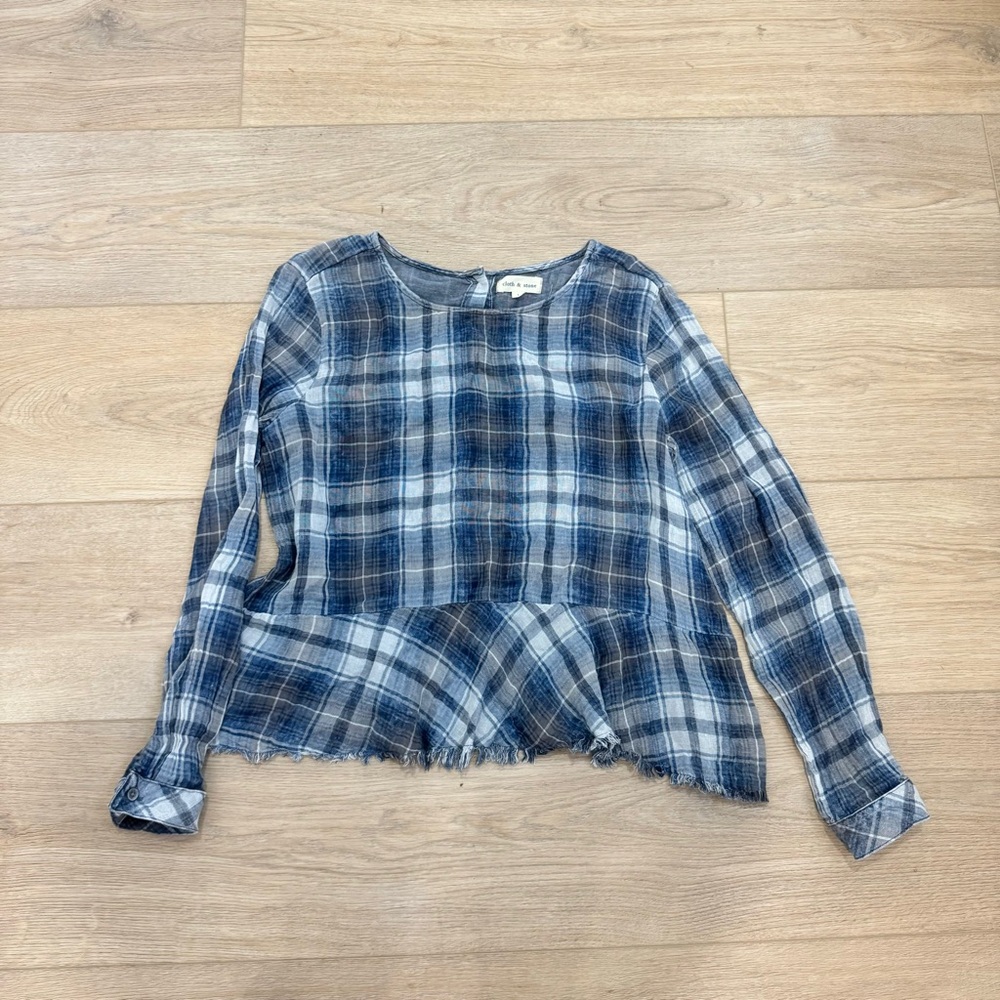 Anthropologie Cloth & Stone Plaid Peplum Top